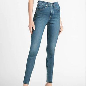 High Waisted Luxe Comfort Knit Faded Skinny Jeans